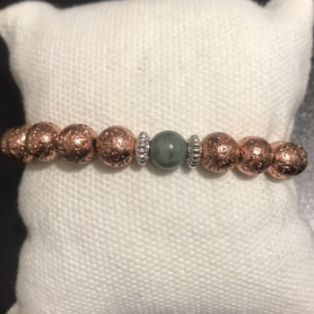 Bracelet élastique - pierre de lave rose